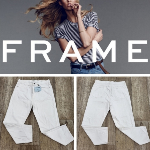 New! Frame Denim Le Stevie White Crop Size 28